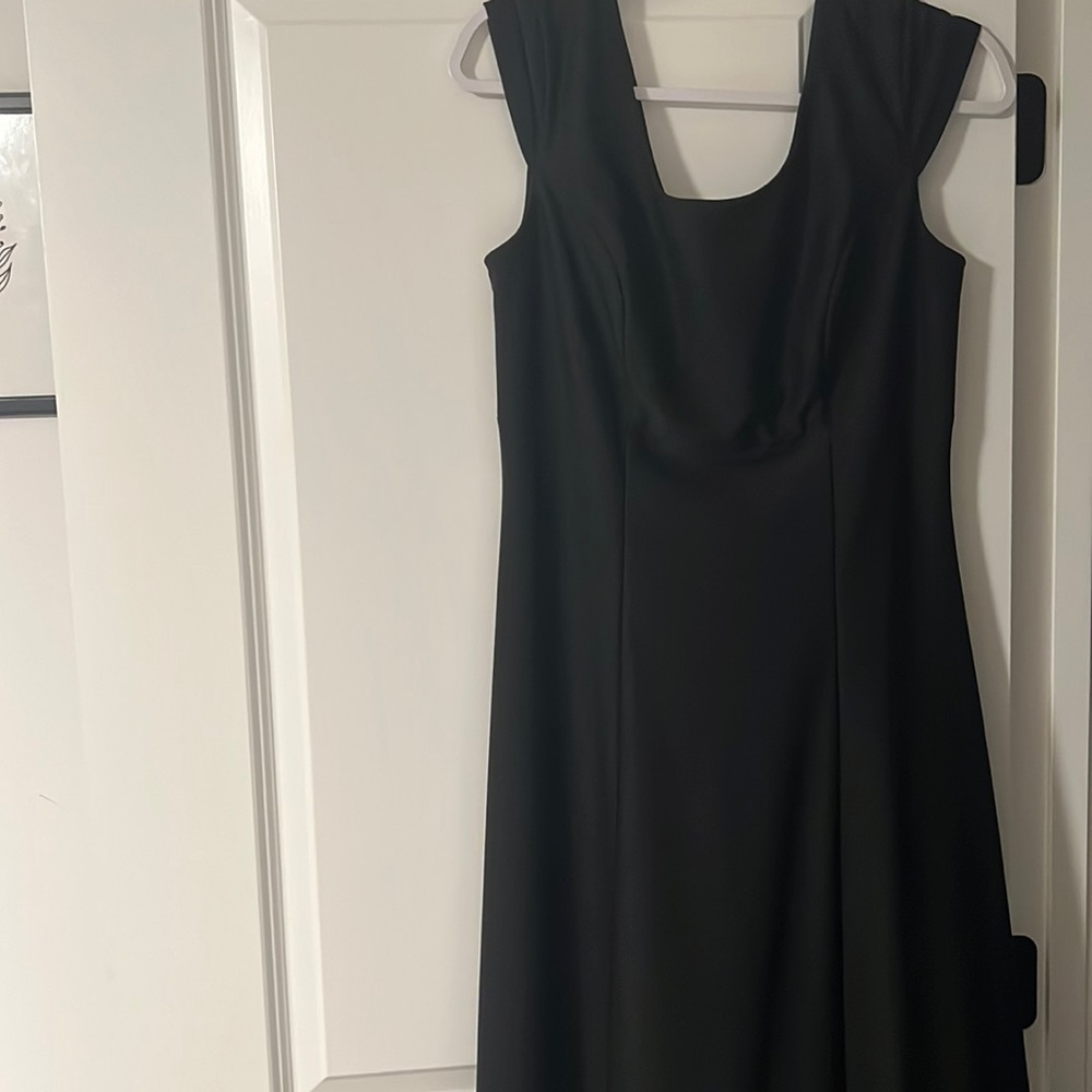 black, floor length, symphony dress
